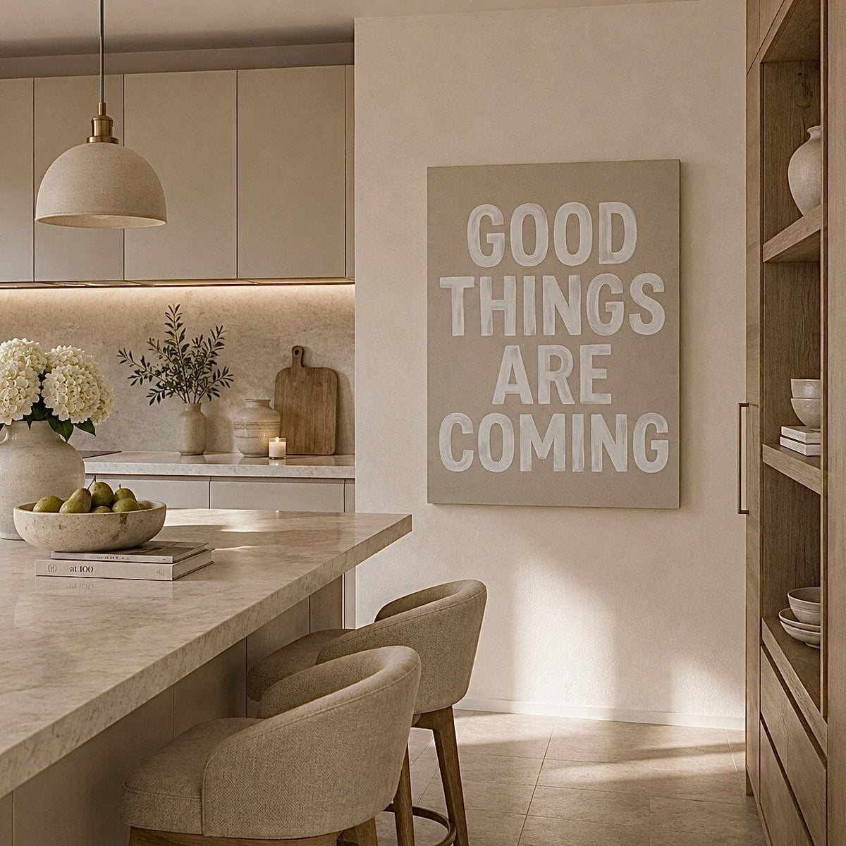 'Good Things are Coming' Neutral Canvas Wall Art Accessories