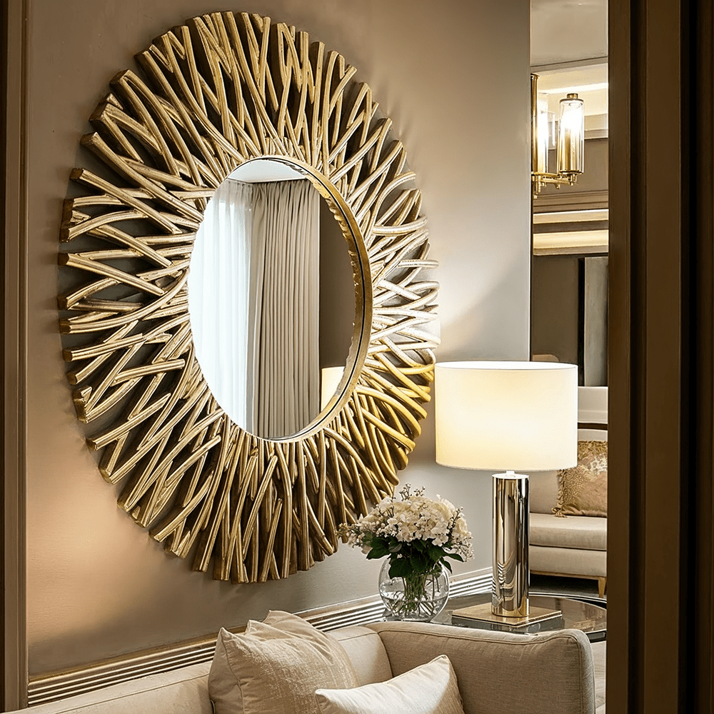 Graziana Gold Statement Round Mirror Accessories