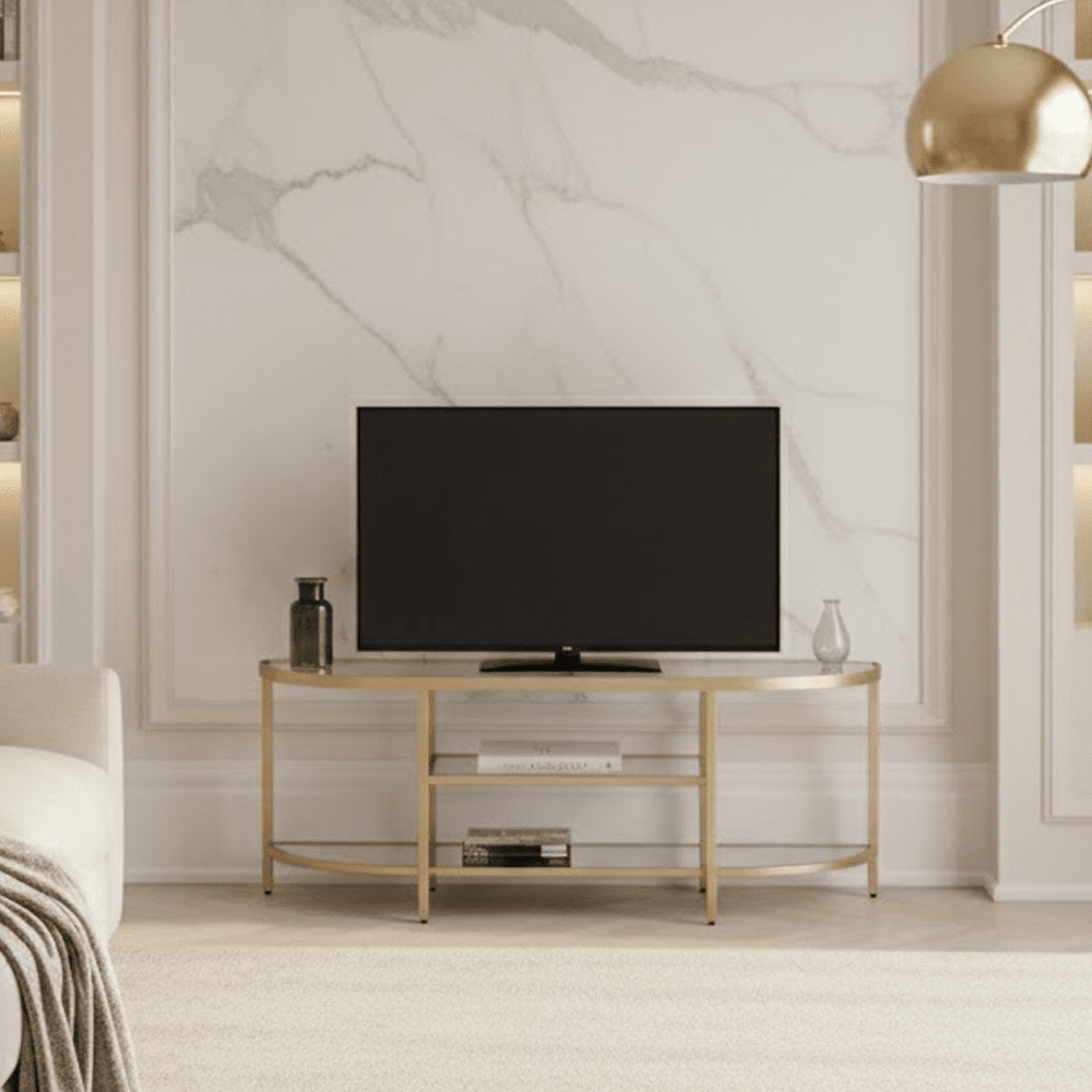 Hamilton Champagne Metal TV Unit Furniture