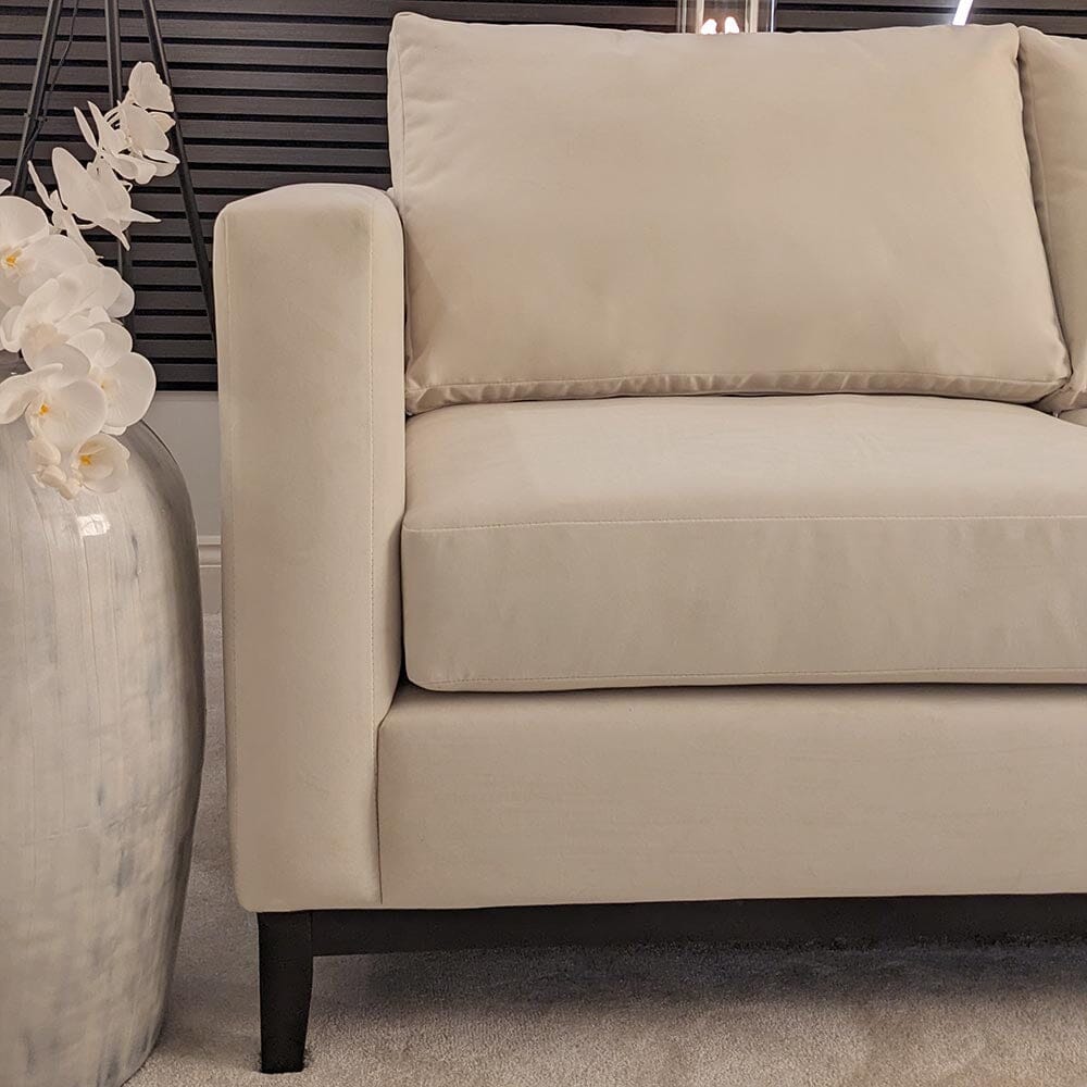 Harmony Cream Velvet Sofa Range With Black Wooden Plinth MTO Sofa