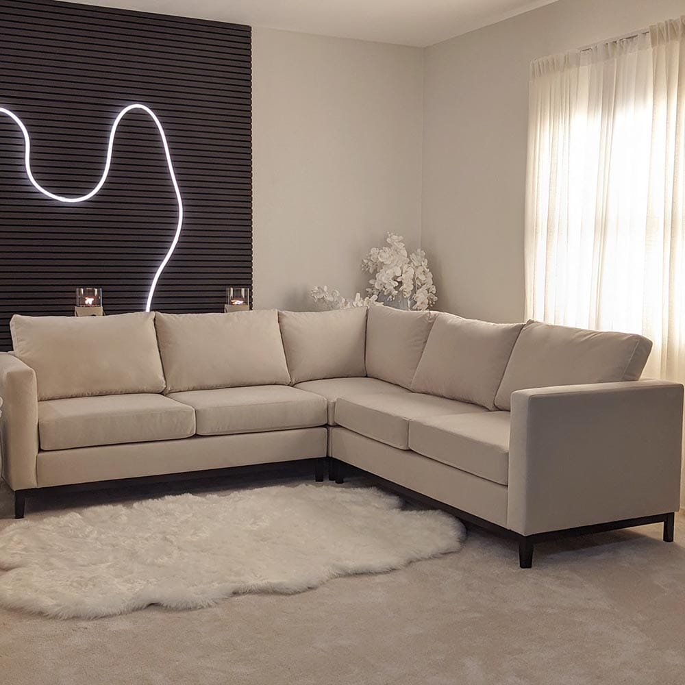 Harmony Cream Velvet Sofa Range With Black Wooden Plinth MTO Sofa