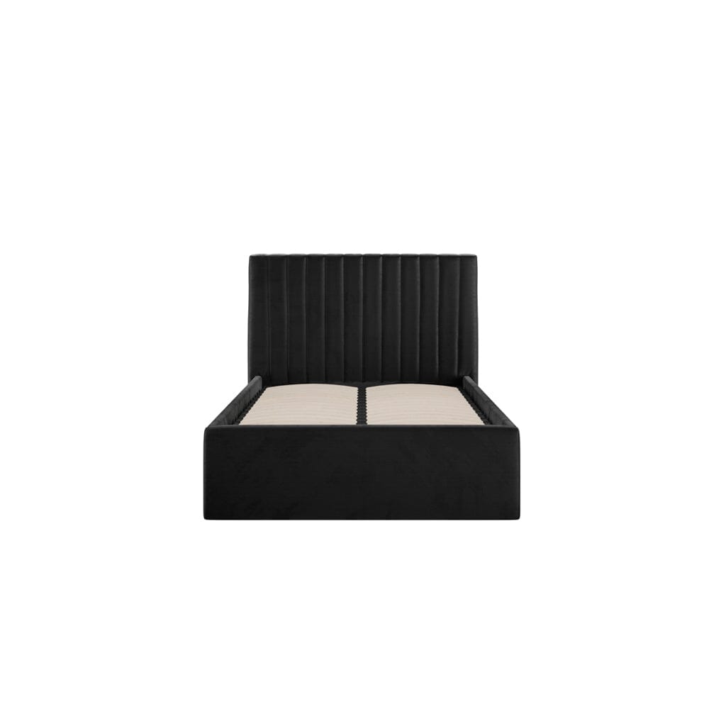 Harriet Single Low Black Velvet Channelled Ottoman Bed Beds and Headboards