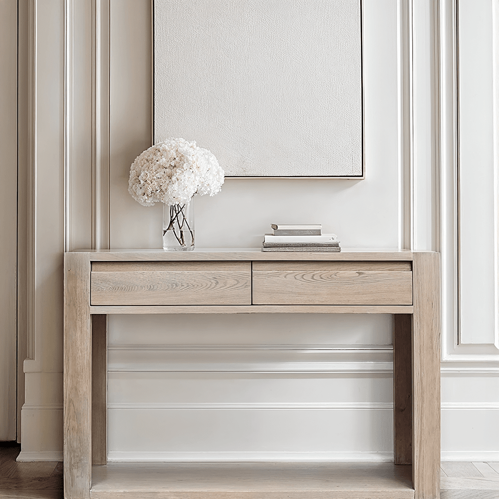 Hayden Smoked Oak 2 Drawer Console Table Furniture