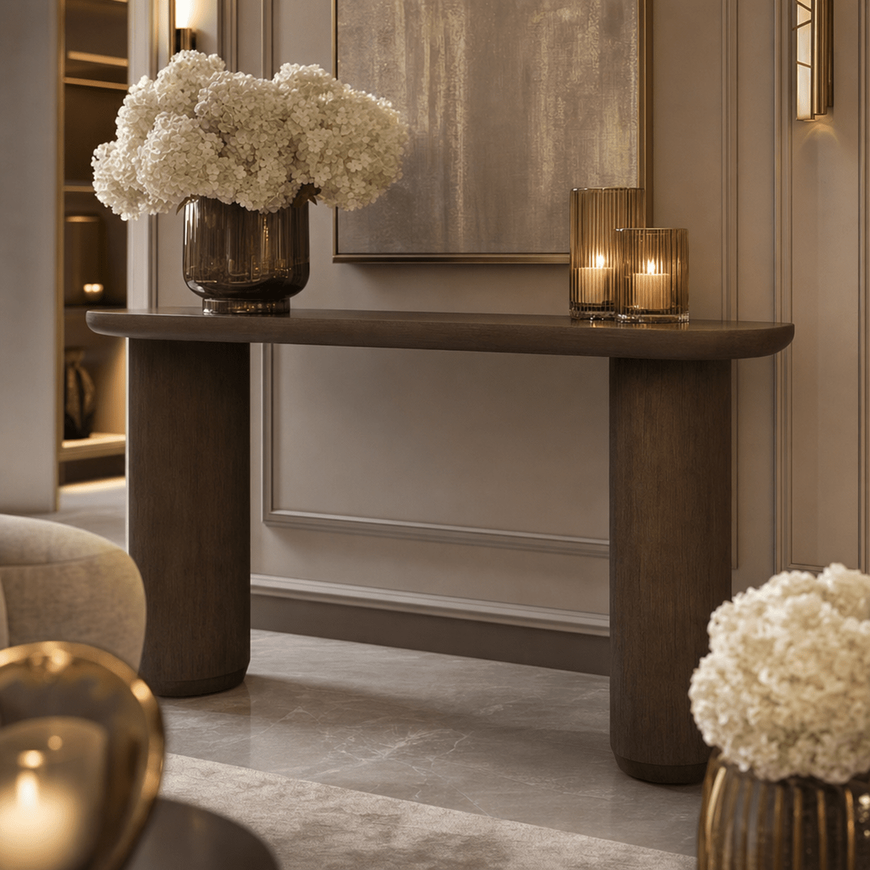 Henman Walnut Oval Console Table Furniture