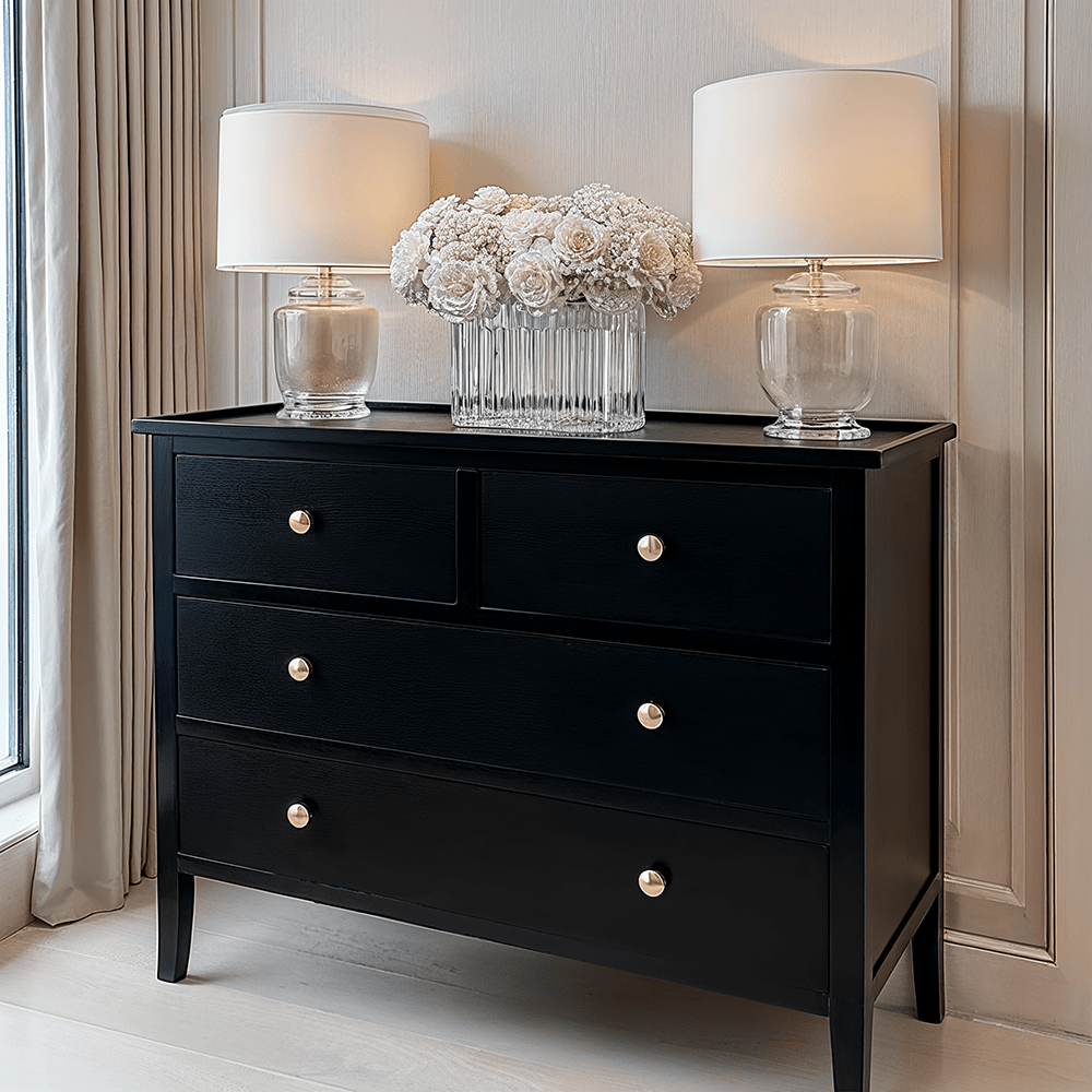 Henrik Black 4 Drawer Chest with Gold Handles Furniture