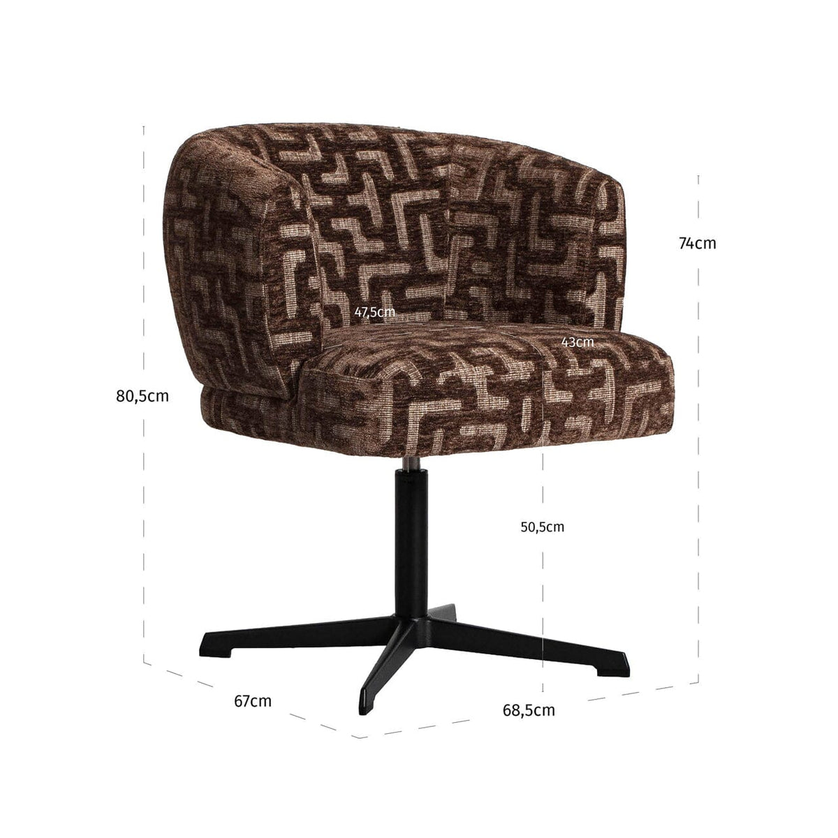 Herman Brown Patterned Swivel Dining Chair Furniture