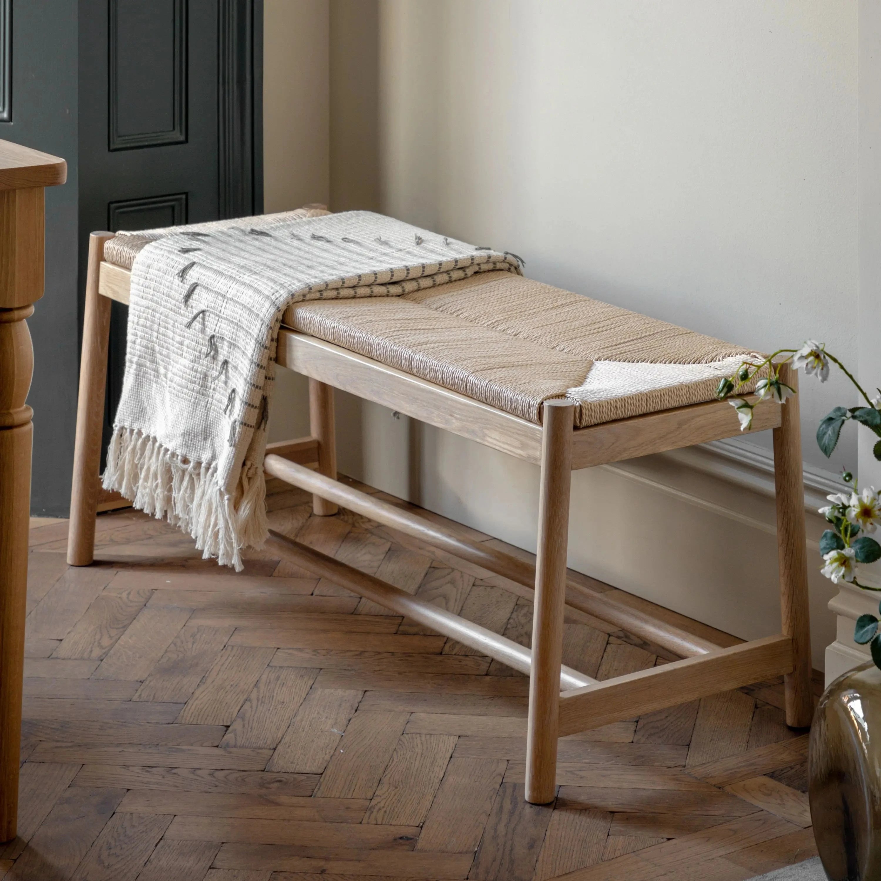 Highclere Natural Rope Top Bench with Oak Legs Furniture