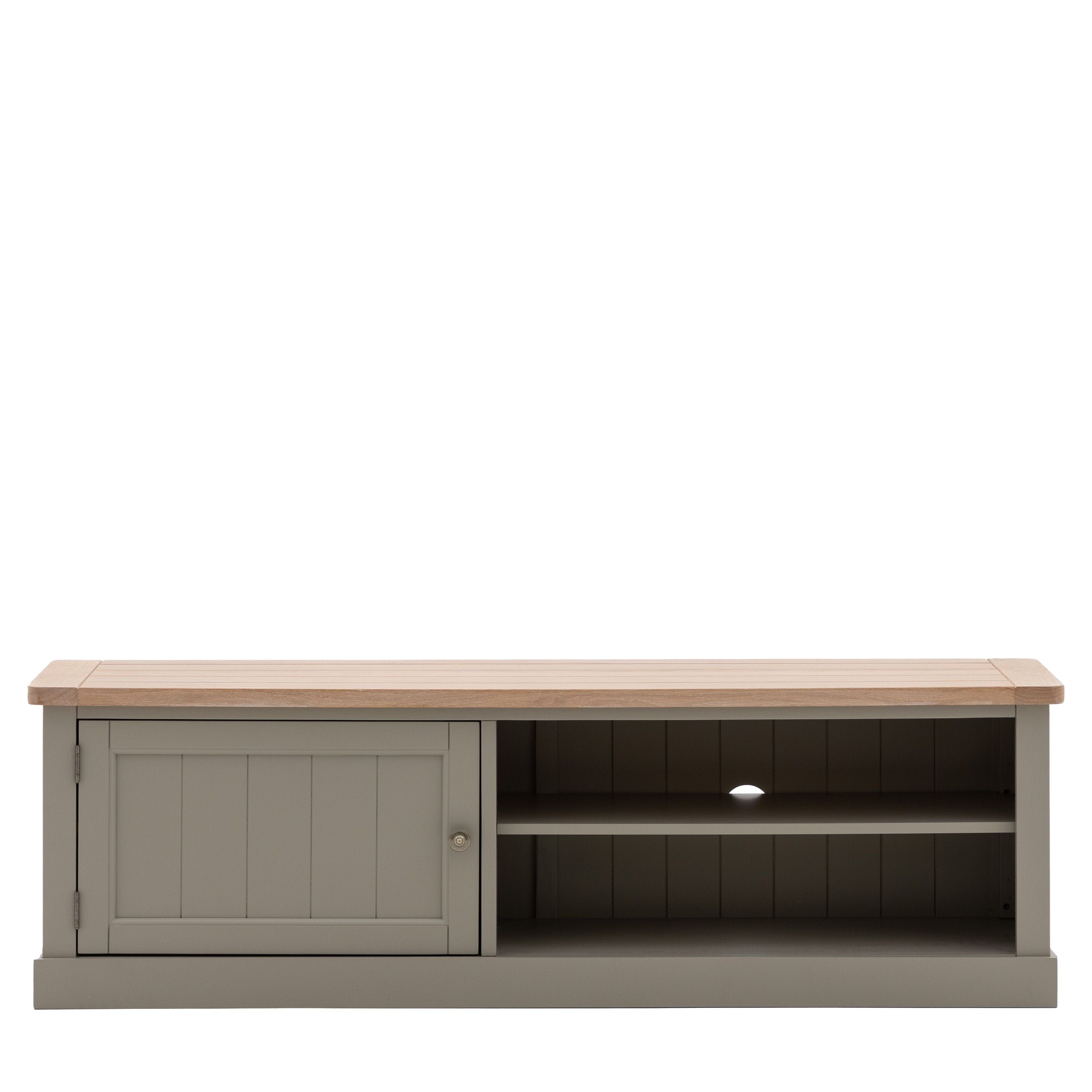 Highclere Sage Green Painted Media Unit with Oak Top Furniture