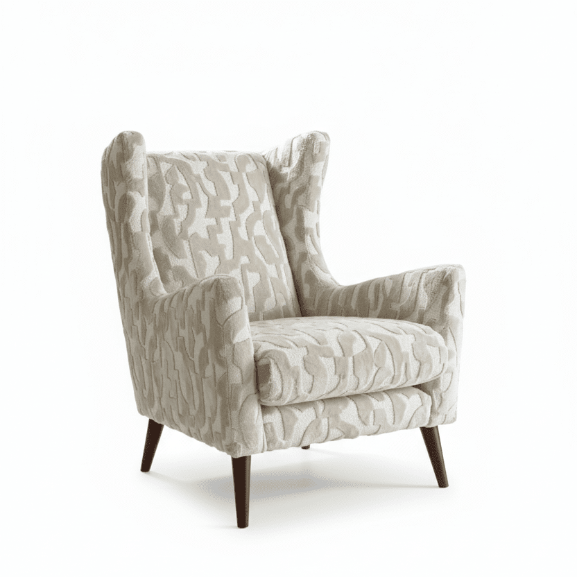 Hilla Cream Abstract Pattern Accent Chair Furniture