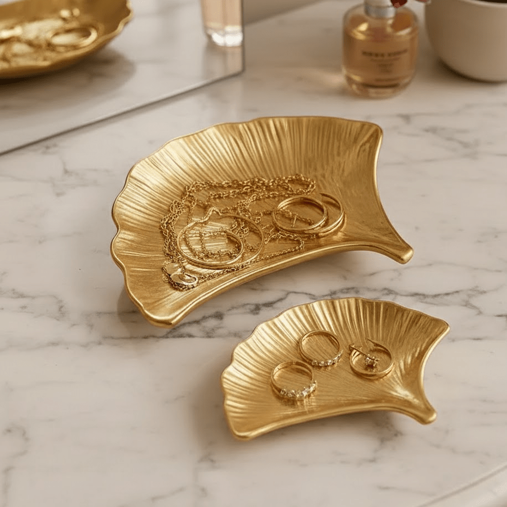 Hydra Gold Ginko Leaf Trinket Dish - Set of 2 Accessories