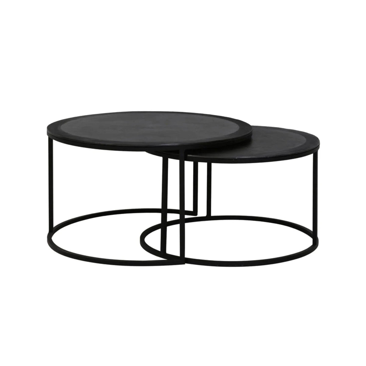 In Stock - Adele Black Round Nested Metal Coffee Tables - Set of 2 Furniture