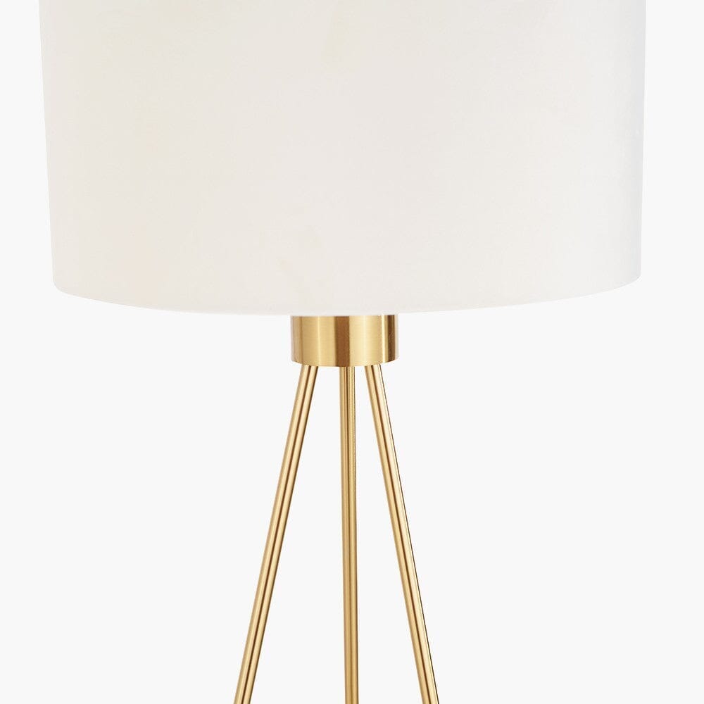 In Stock - Akira Gold Tripod Floor Lamp with Ivory Shade Lighting
