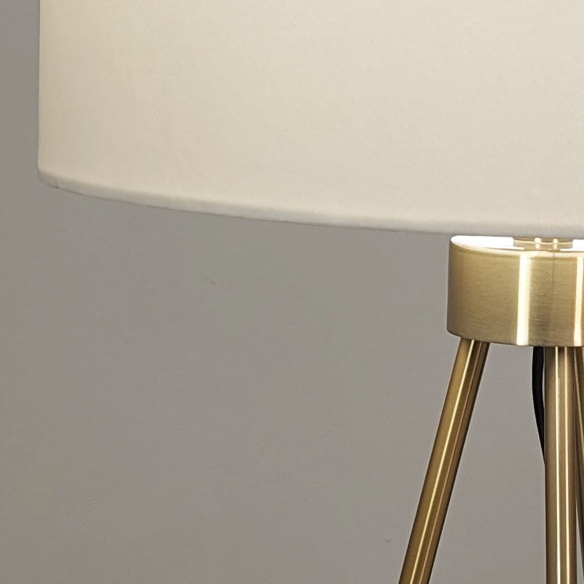 In Stock - Akira Gold Tripod Floor Lamp with Ivory Shade Lighting