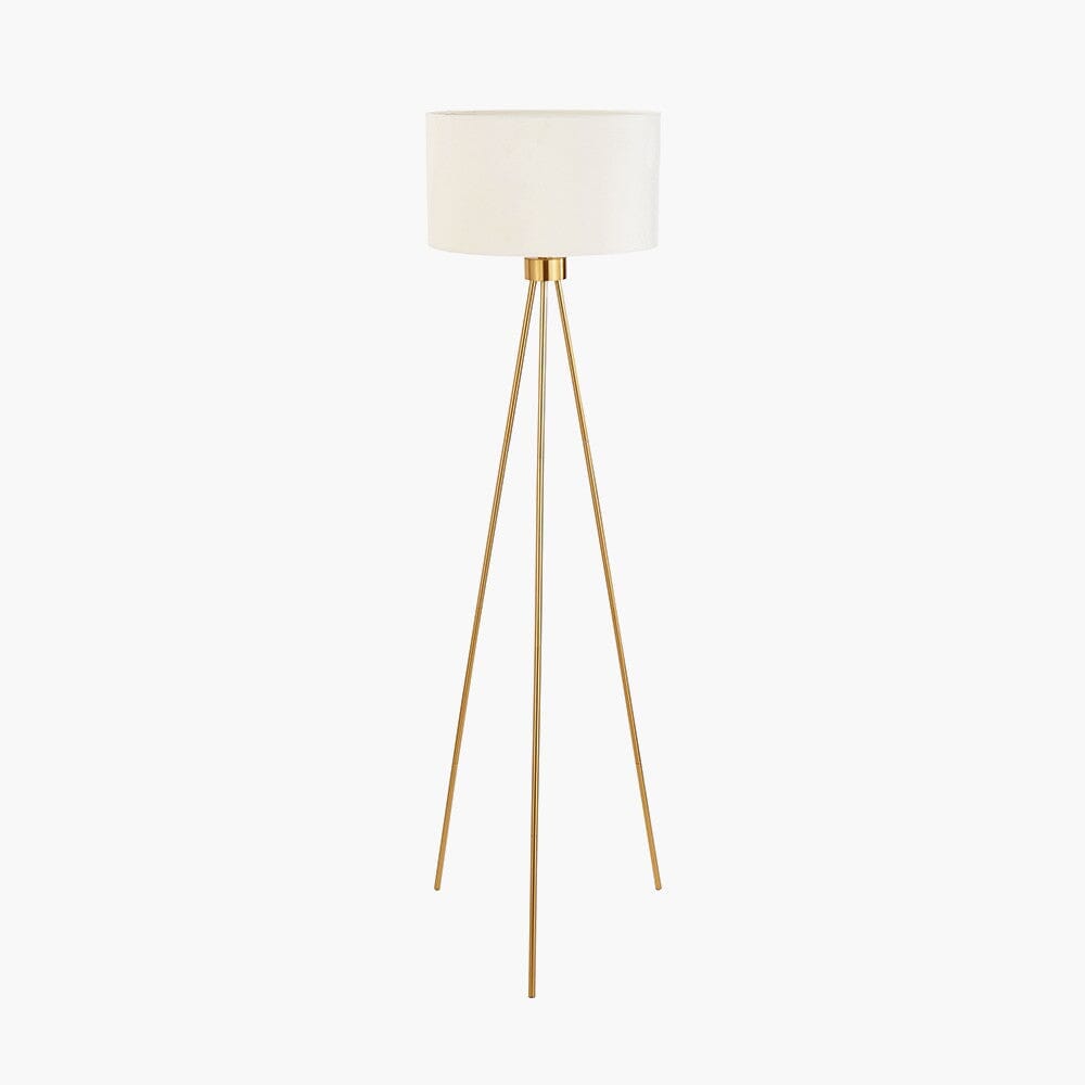 In Stock - Akira Gold Tripod Floor Lamp with Ivory Shade Lighting