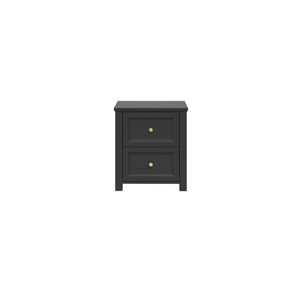 In Stock - Cynthia Black 2 Drawer Bedside Table with Gold Handles Furniture