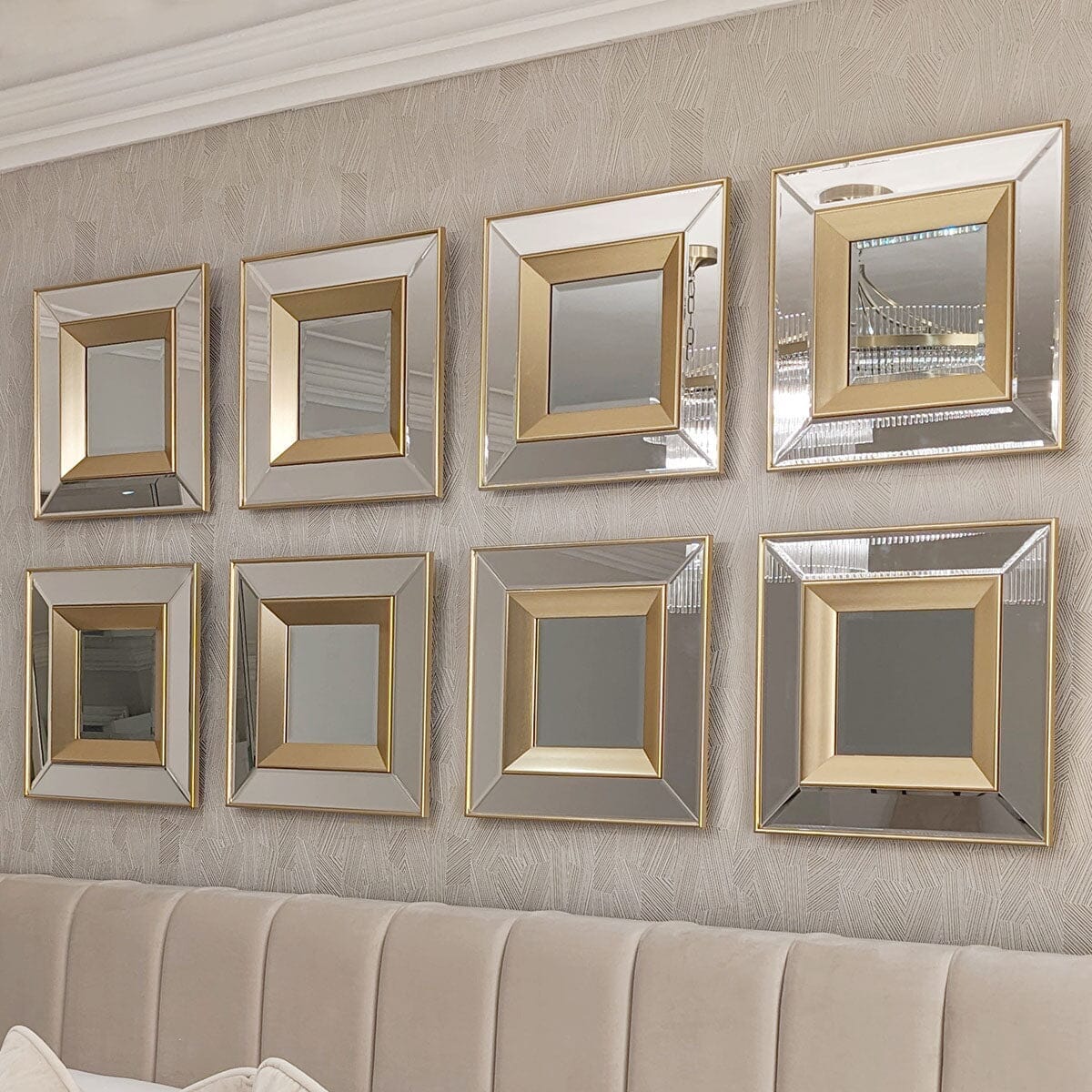 In Stock - Eloise Gold Framed Wall Mirrors - Set of 4