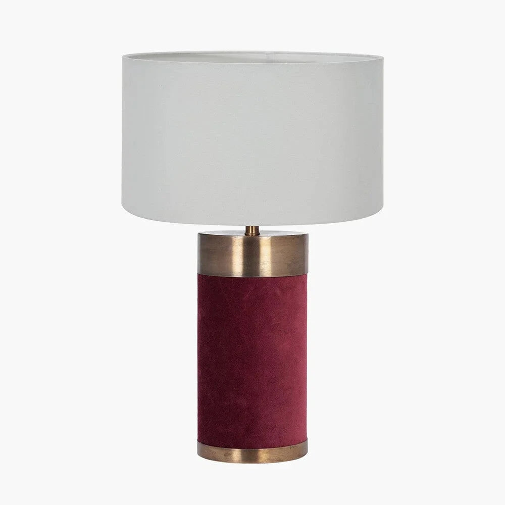 In Stock - Margaux Burgundy & Antique Brass Velvet Table Lamp Lighting