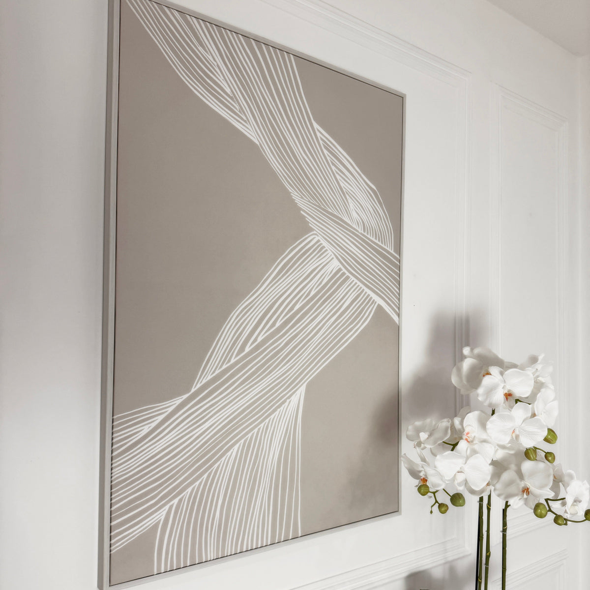 In Stock - Nelly Taupe Abstract Lines Framed Wall Art - II Accessories