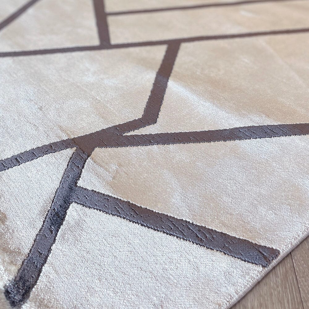 In Stock - Romy Taupe & Chestnut Abstract Patterned Rug - 160 x 230cm Textiles