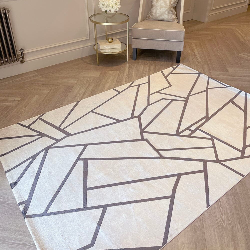 In Stock - Romy Taupe & Chestnut Abstract Patterned Rug - 160 x 230cm Textiles