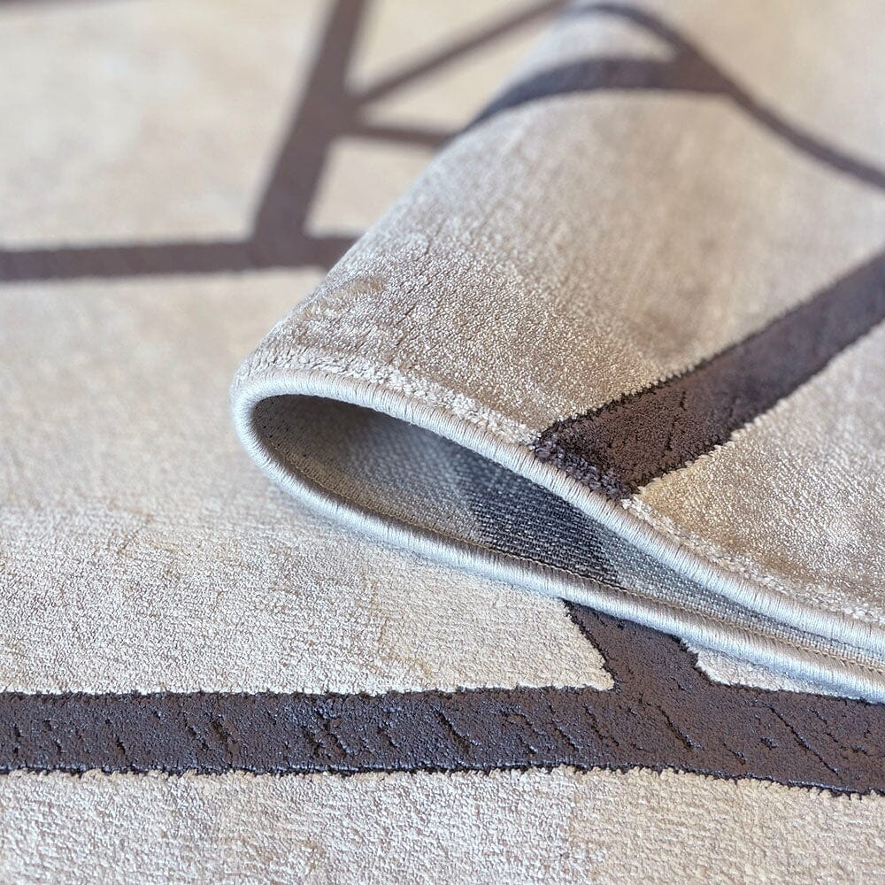 In Stock - Romy Taupe & Chestnut Abstract Patterned Rug - 160 x 230cm Textiles
