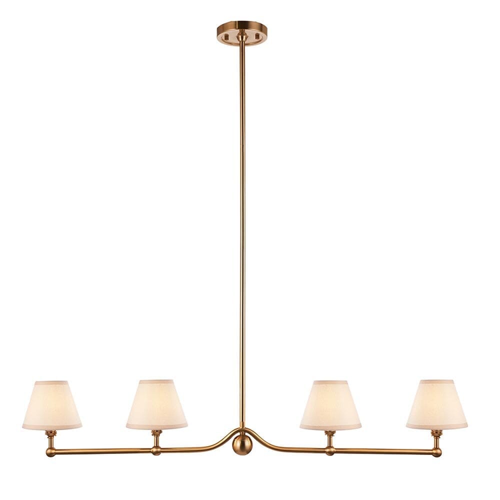 In Stock - Sabrina Brushed Brass 4 Light Linear Pendant Ceiling Light Lighting
