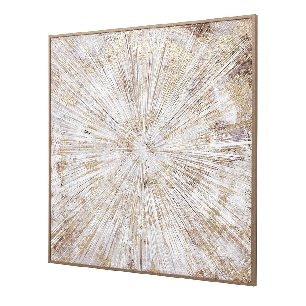 In Stock - Sunburst Cream & Gold Framed Canvas Wall Art