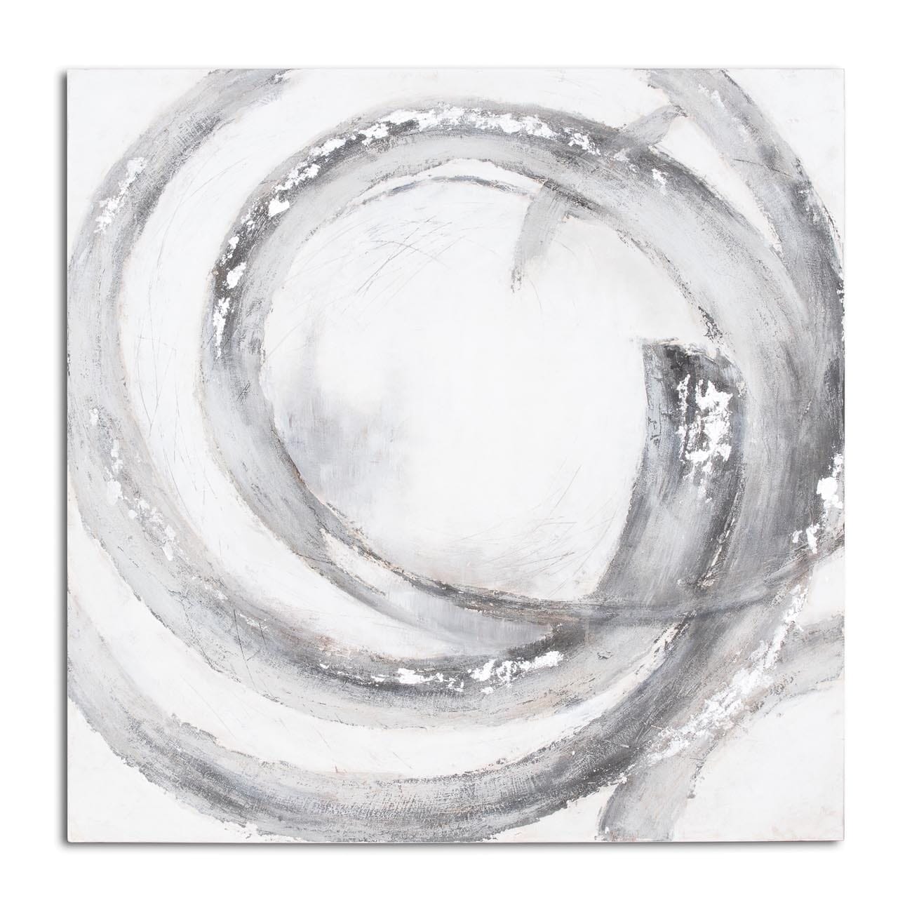 In Stock - Trixie Large Silver & Grey Abstract Painted Canvas Wall Art