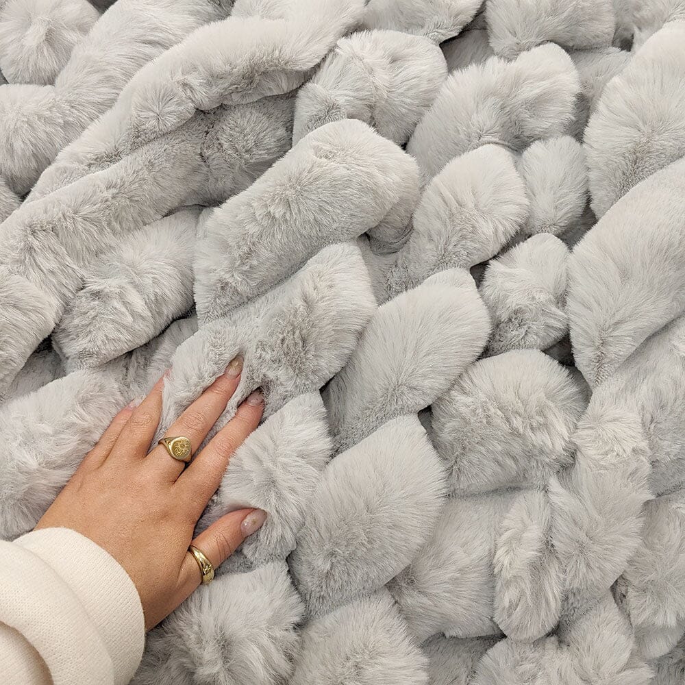 Isla Grey Chunky Ribbed Faux Fur Throw Textiles
