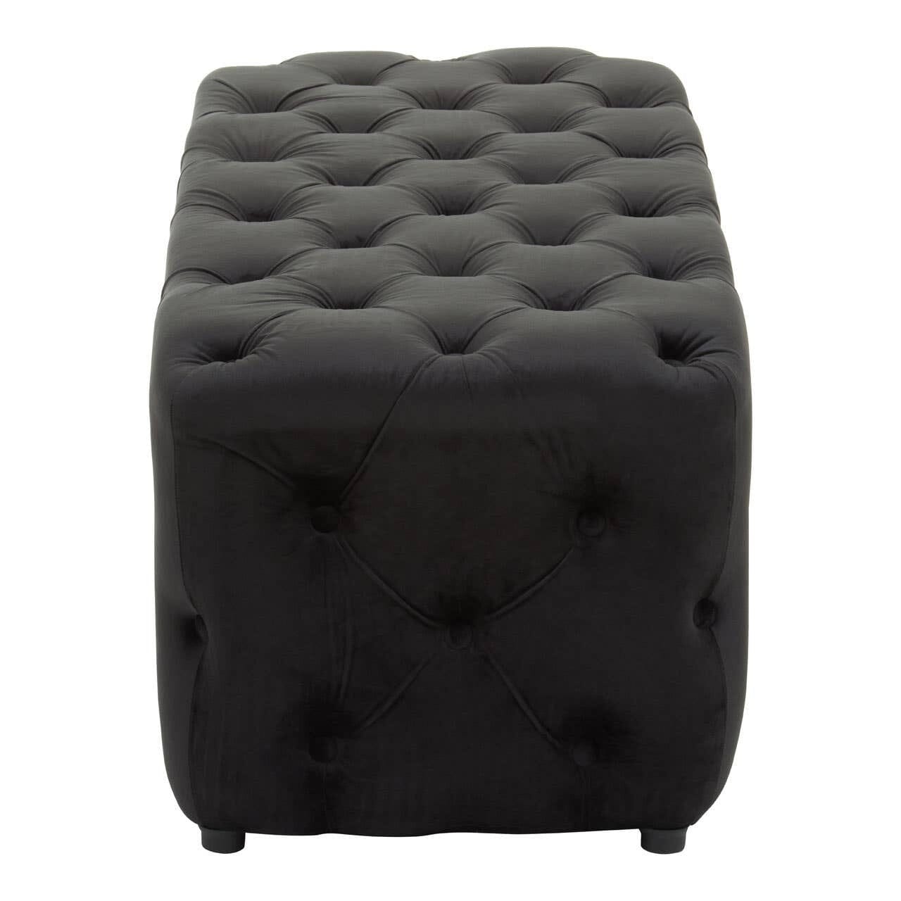 Ismerie Black Velvet Buttoned Bench Furniture