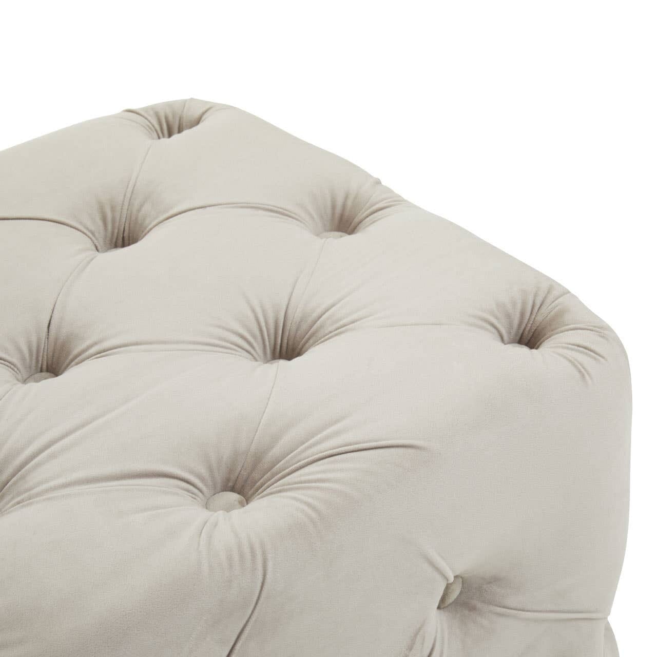 Ismerie Greige Velvet Buttoned Bench Sofa