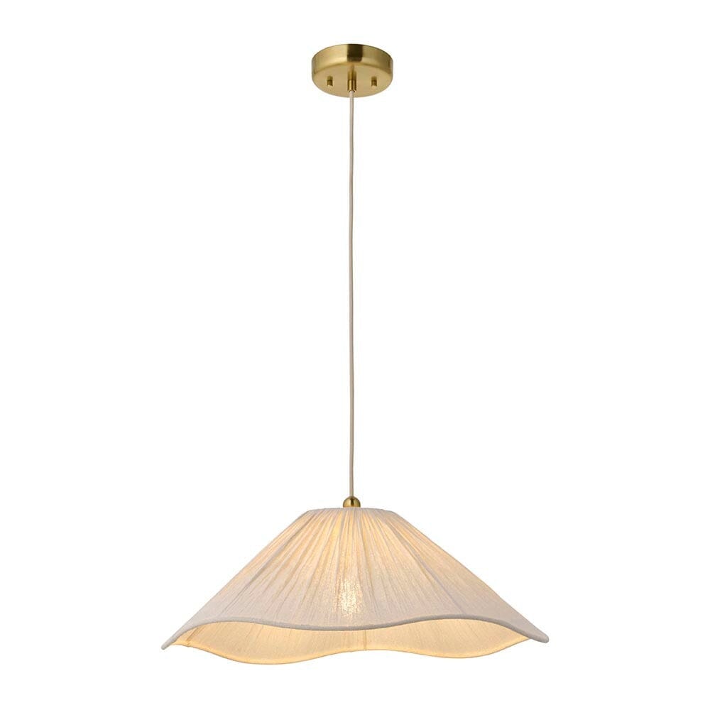 Jasmine Cream Fabric Wavy Edge Pendant Ceiling Light Lighting