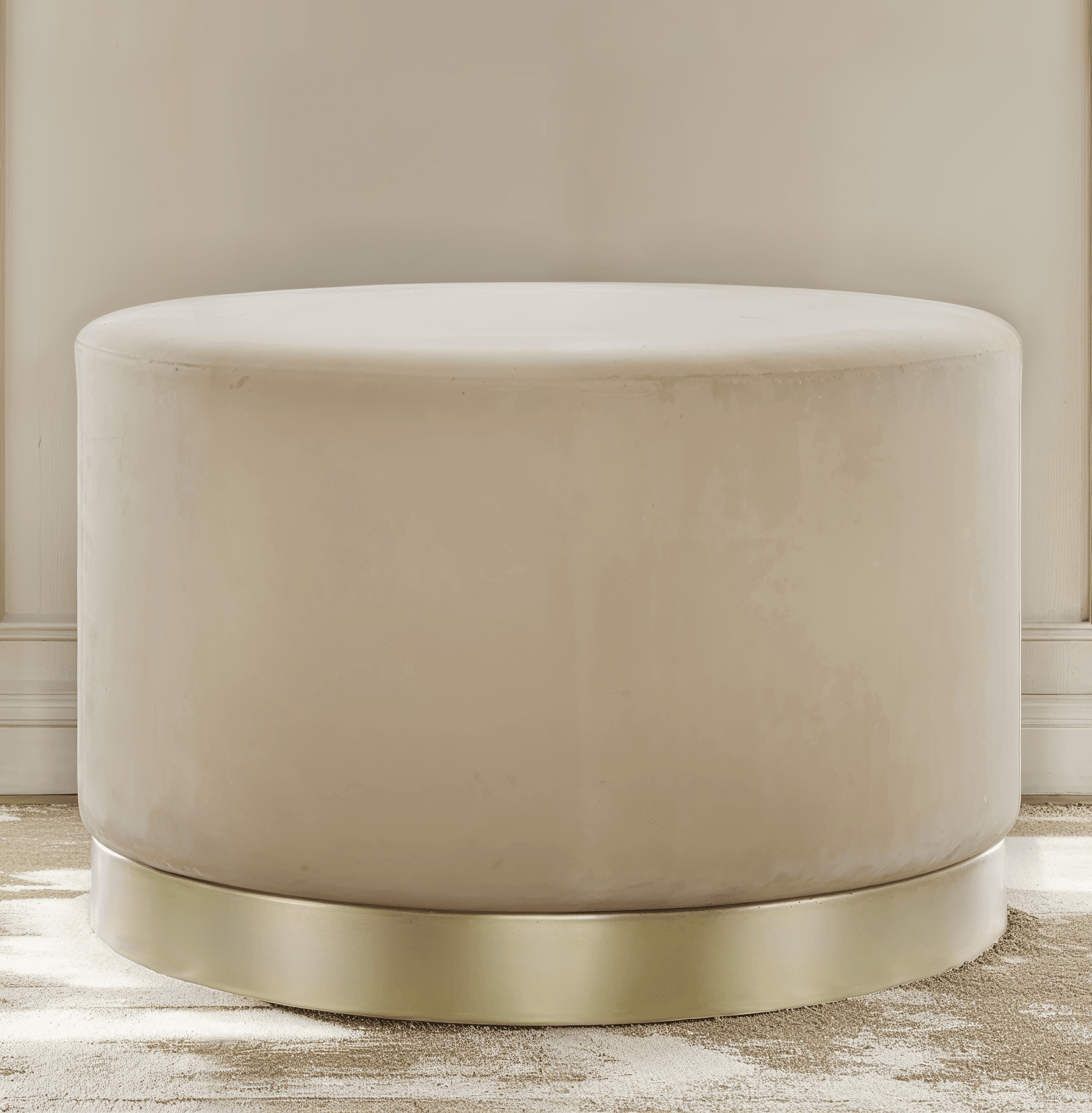 Jaycee Beige & Gold Large Round Stool Furniture