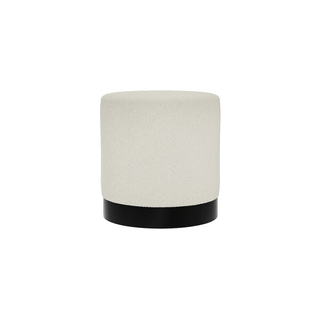 Jaycee Cream Boucle & Black Medium Round Stool Furniture