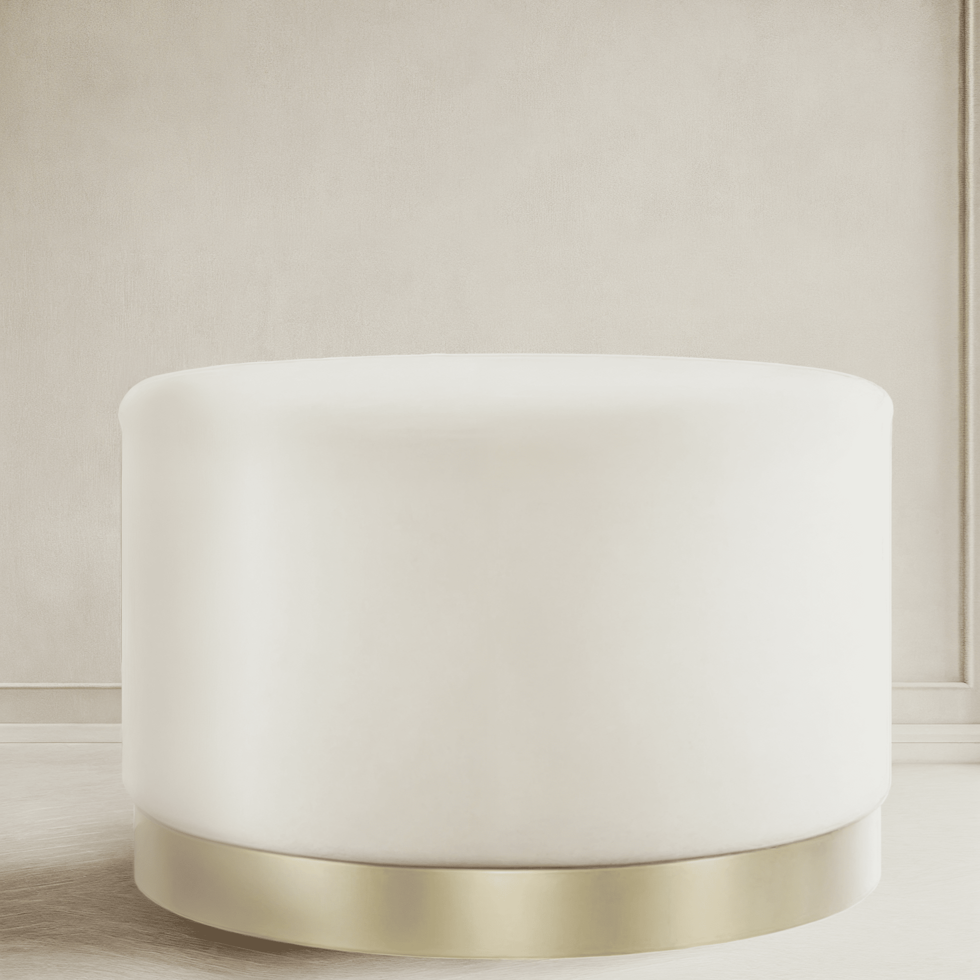 Jaycee Cream & Gold Large Round Stool Furniture