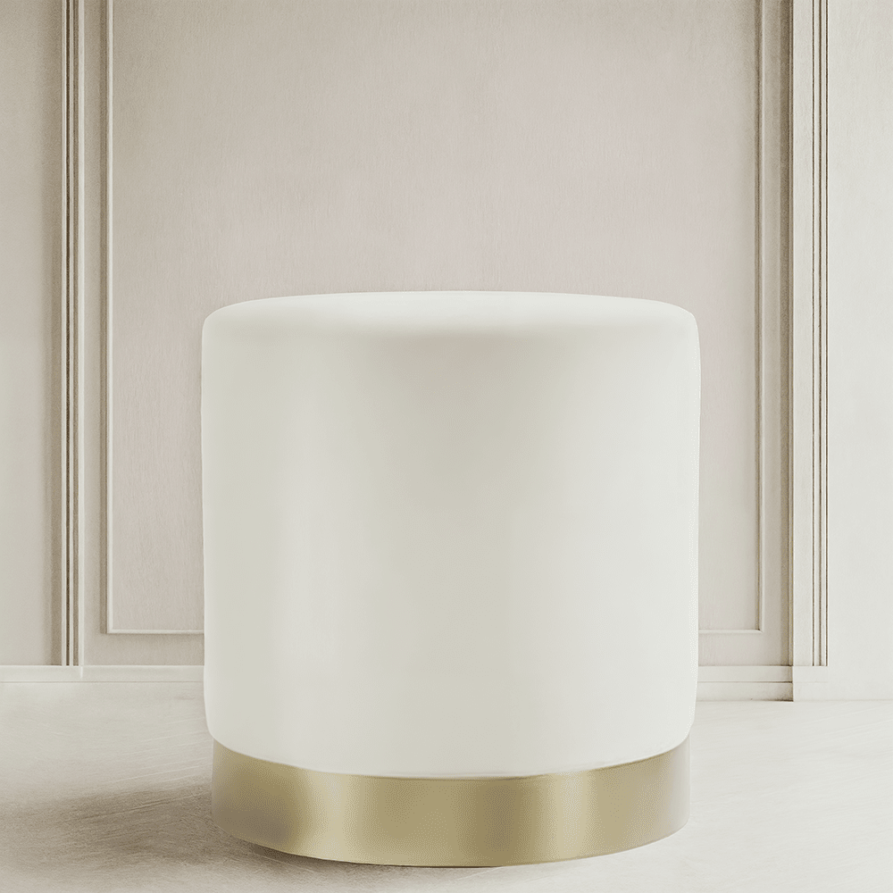 Jaycee Cream & Gold Medium Round Stool Furniture