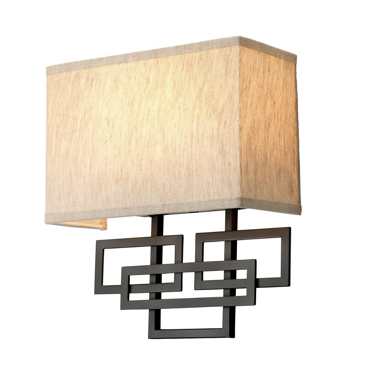 Jennifer Bronze 2 Light Wall Light with Linen Shade Lighting