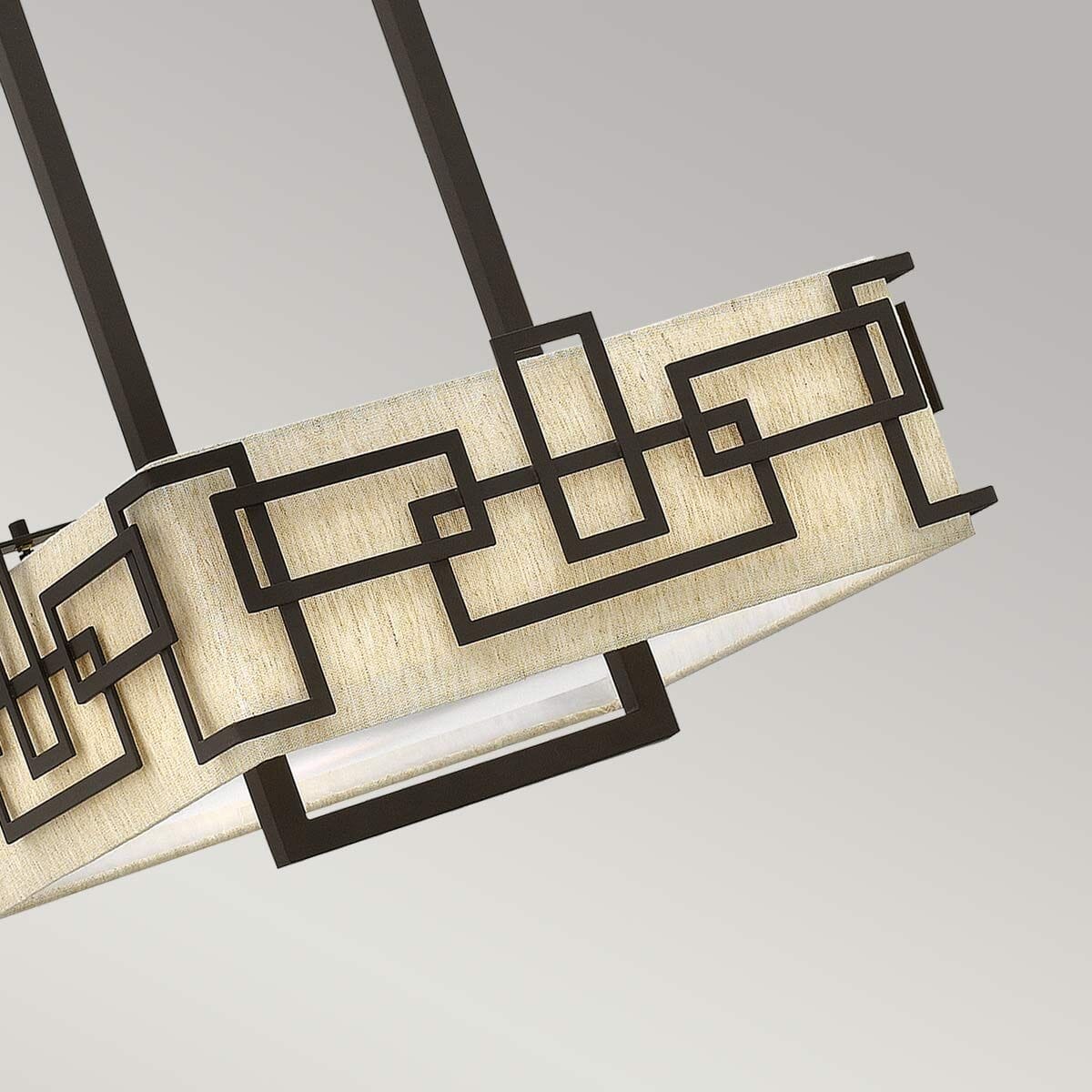 Jennifer Bronze 3 Light Pendant Ceiling Light with Linen Shade Lighting