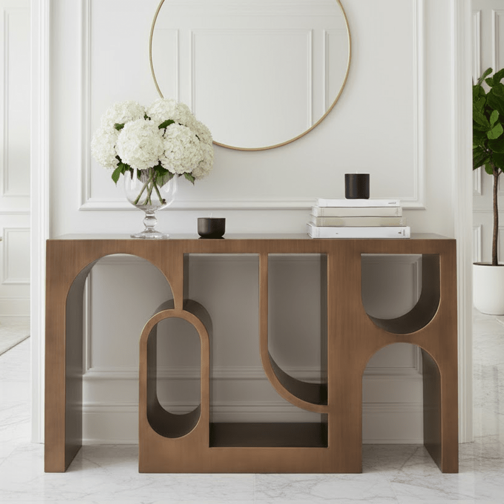 Jessy Gold Brushed Statement Console Table Furniture