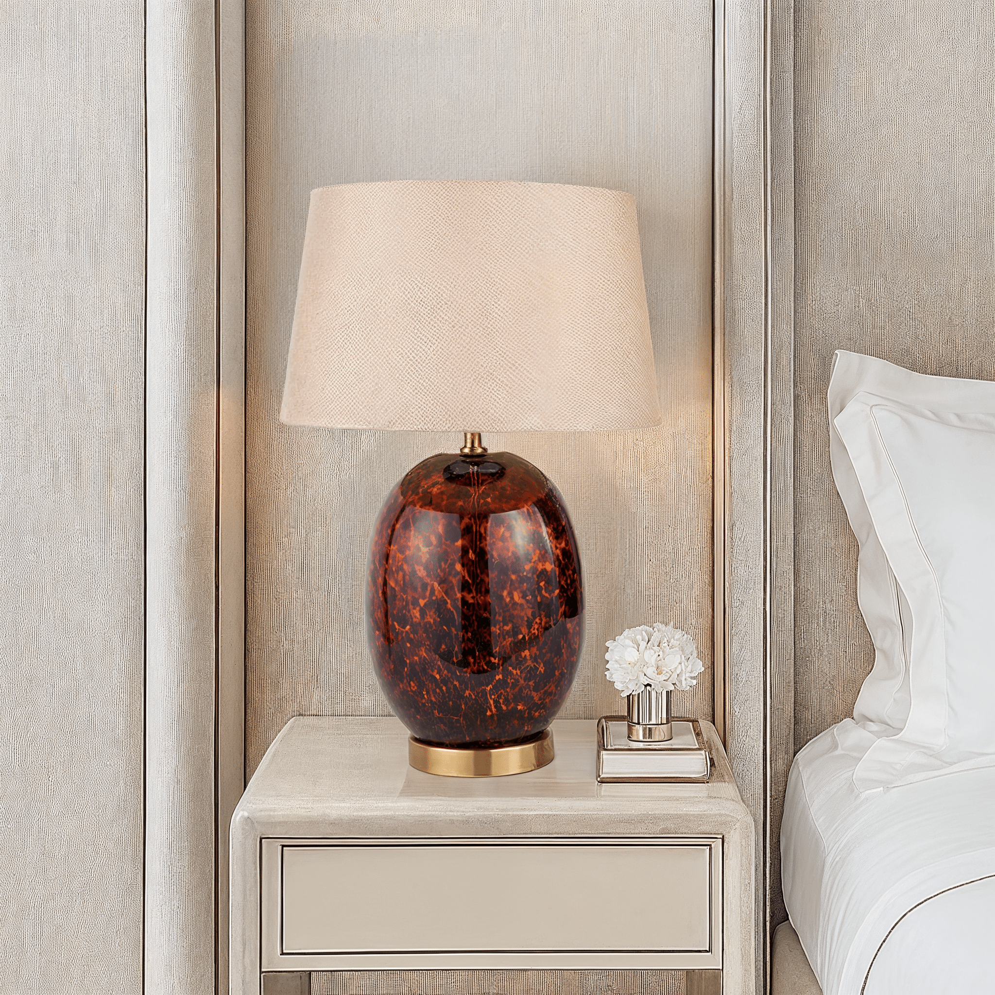 Jomelle Tortoiseshell Tall Glass Table Lamp Lighting