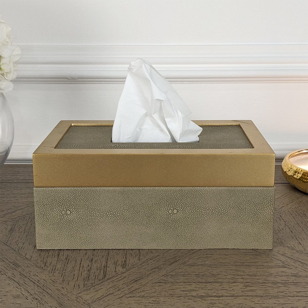 Josette Mink Shagreen & Gold Decorative Tissue Box Accessories