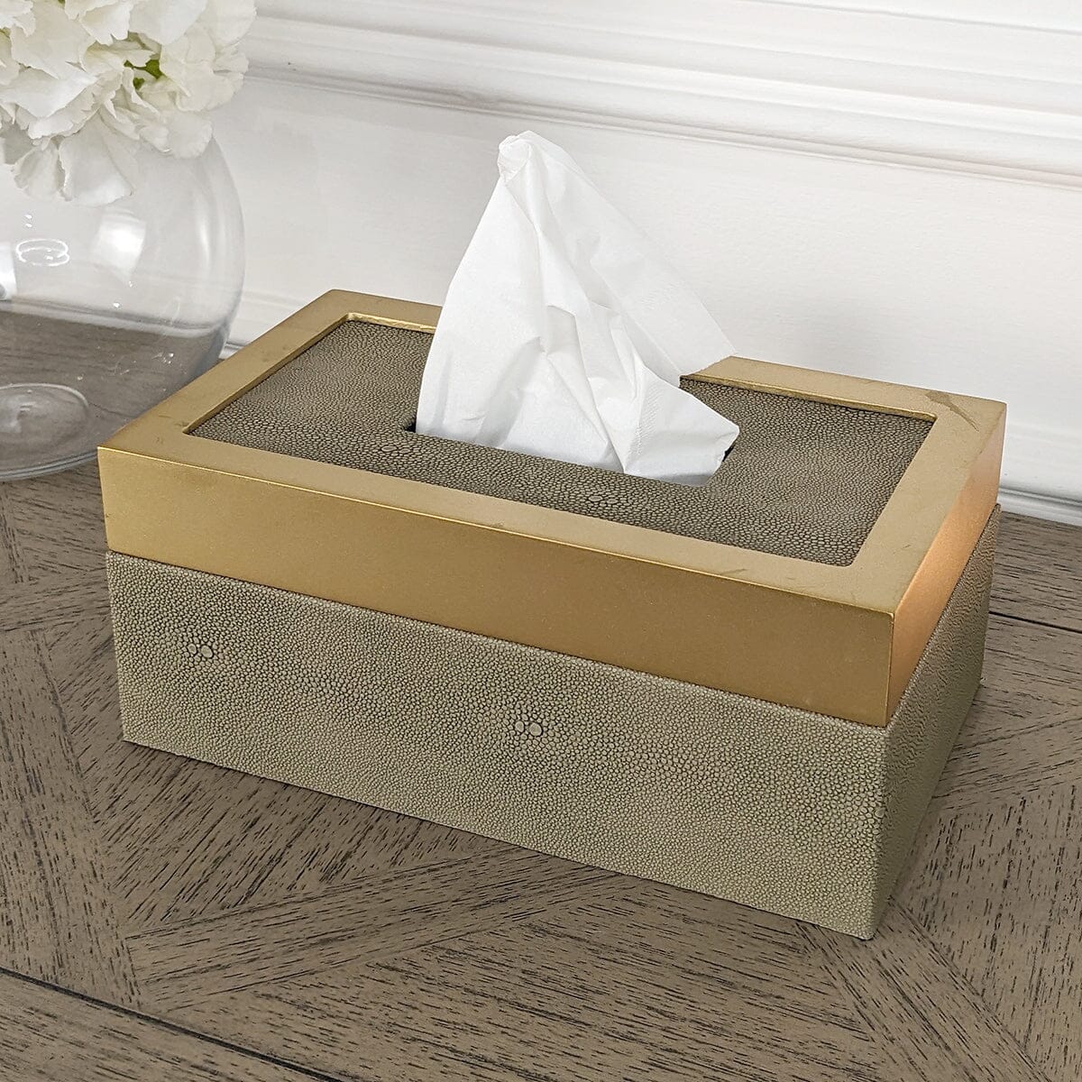 Josette Mink Shagreen & Gold Decorative Tissue Box Accessories