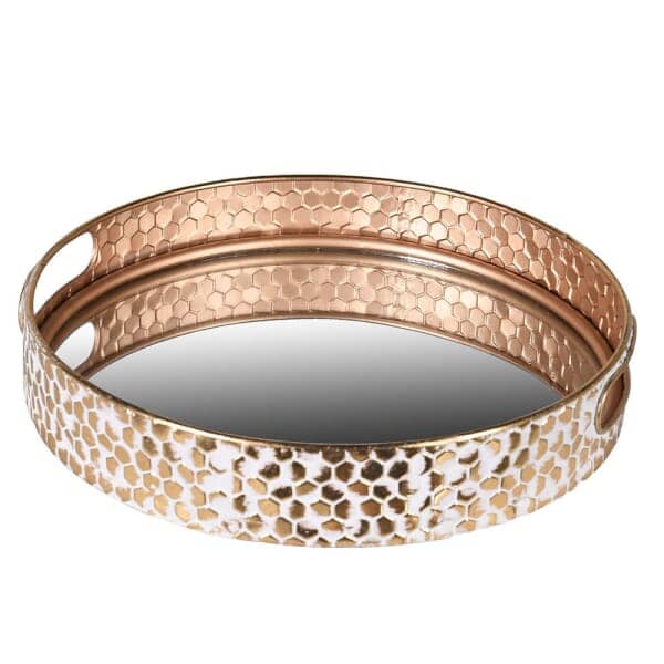 Jovie Round Mirrored & Gold Distressed Trays - Set of 2 Accessories