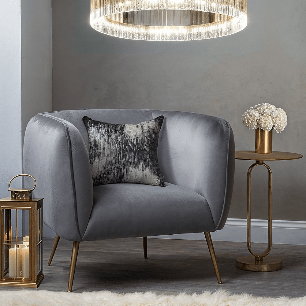 Juliana Dove Grey Velvet Accent Chair with Gold Legs Furniture