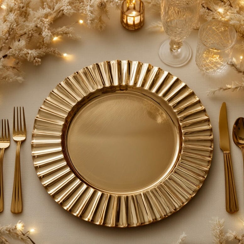 Juliet Gold Ribbed Edge Charger Plate Accessories