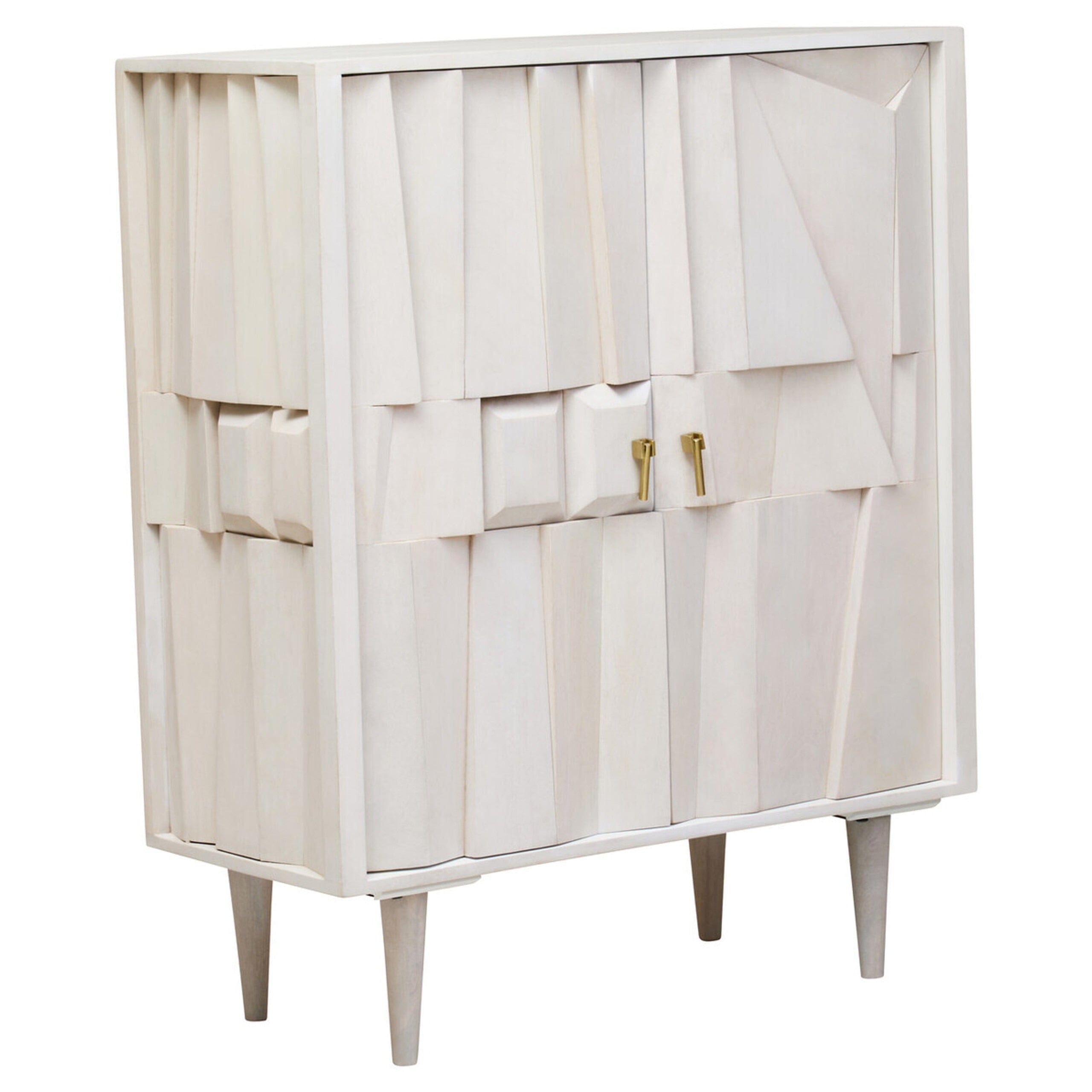 Juni 2 Door Geometric Whitewash Wood Sideboard Furniture