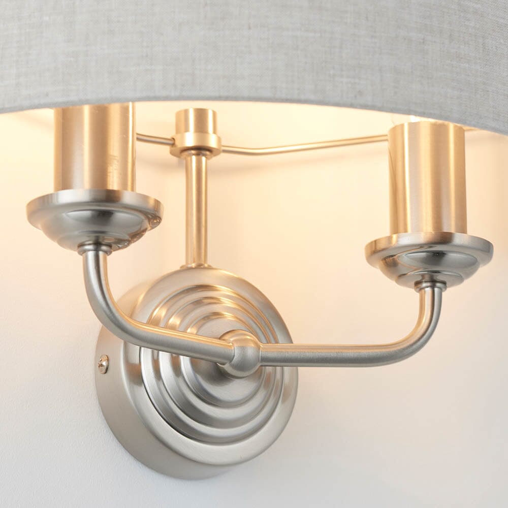 Juniper 2 Light Chrome Wall Light with Neutral Shade Lighting