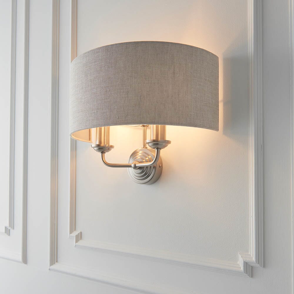 Juniper 2 Light Chrome Wall Light with Neutral Shade Lighting