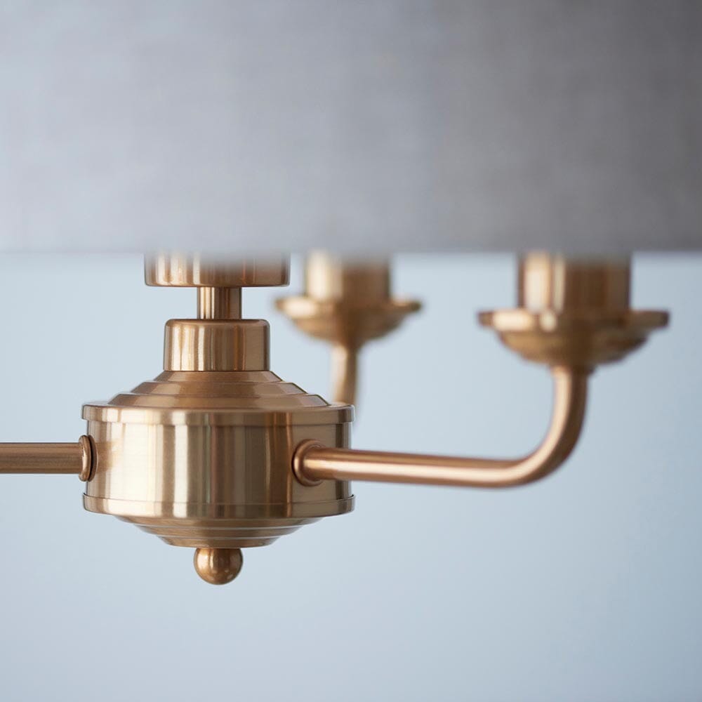 Juniper 3 Light Brass Pendant Ceiling Light with Neutral Shade Lighting