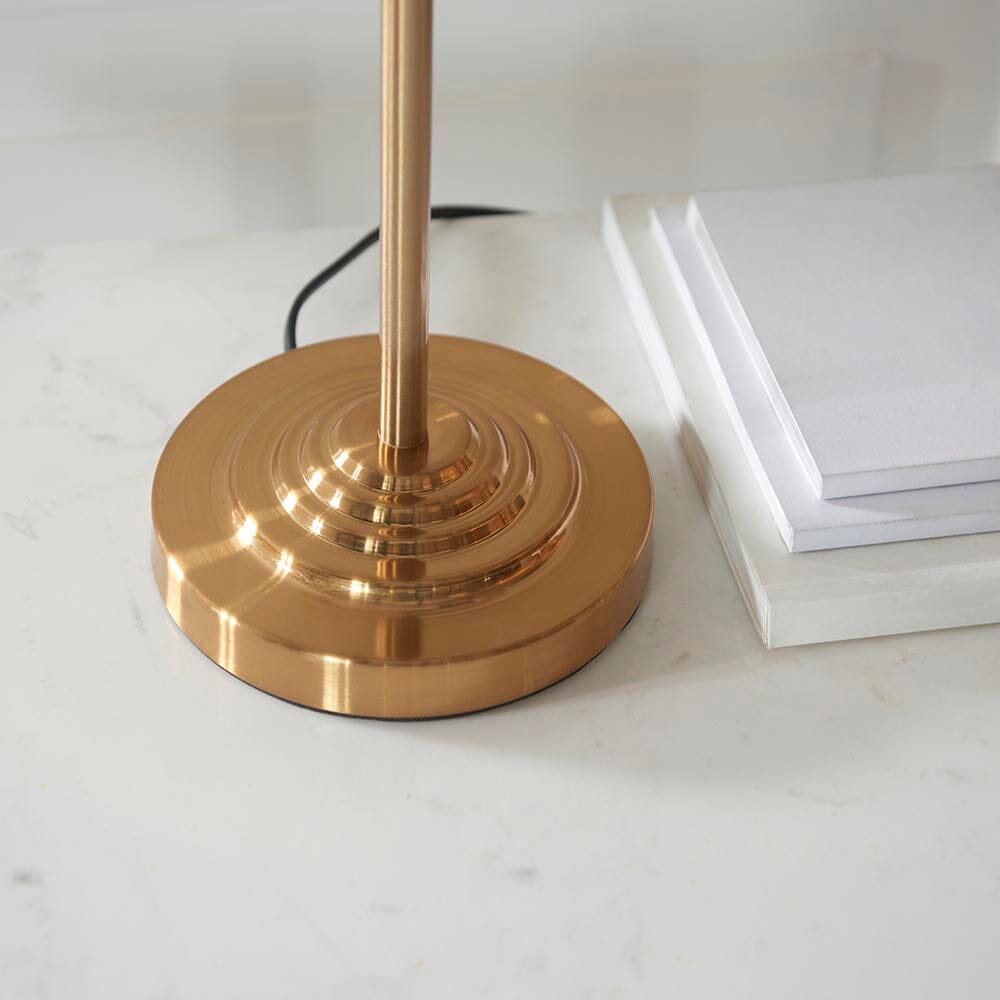 Juniper 3 Light Brass Table Lamp with Neutral Shade Lighting